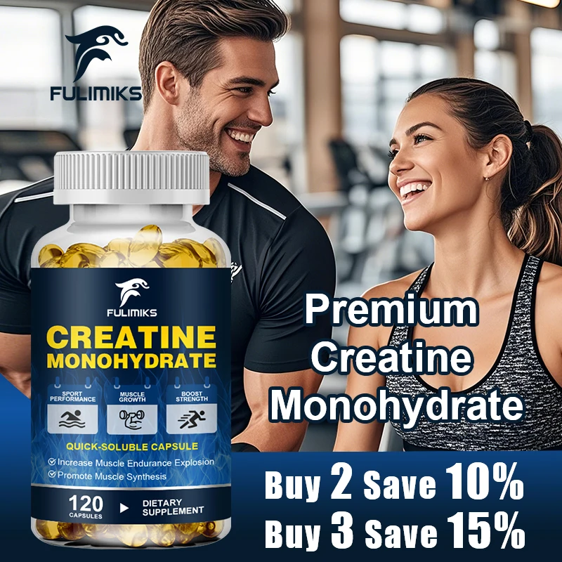 Cápsulas de Creatina Monohidrato Natural FULIMIKS, Mejora el Rendimiento Atlético, Músculo, Alivia la Fatiga y Entrenamiento Físico