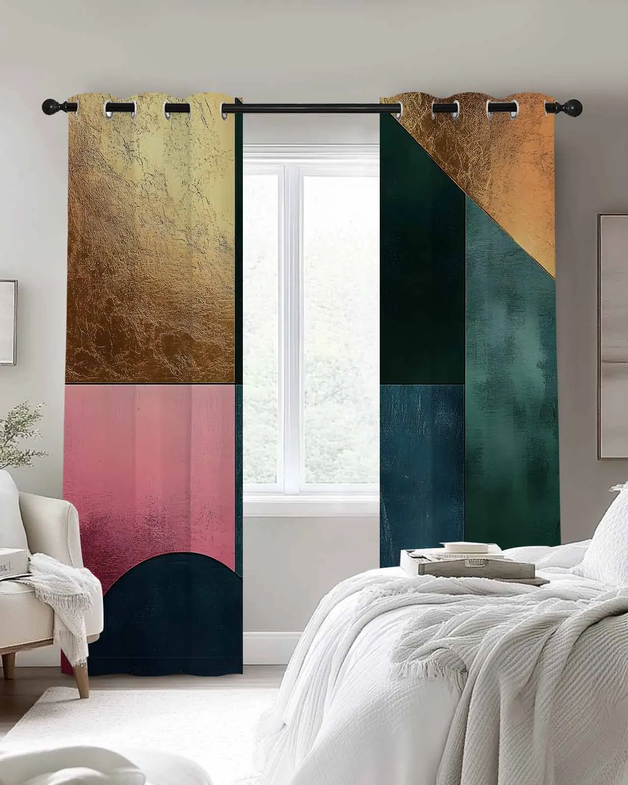 

Abstract Circle Color Block Print Curtains For Kitchen Bedroom Window Treatment Curtains for Living Room Home Decor Drapes