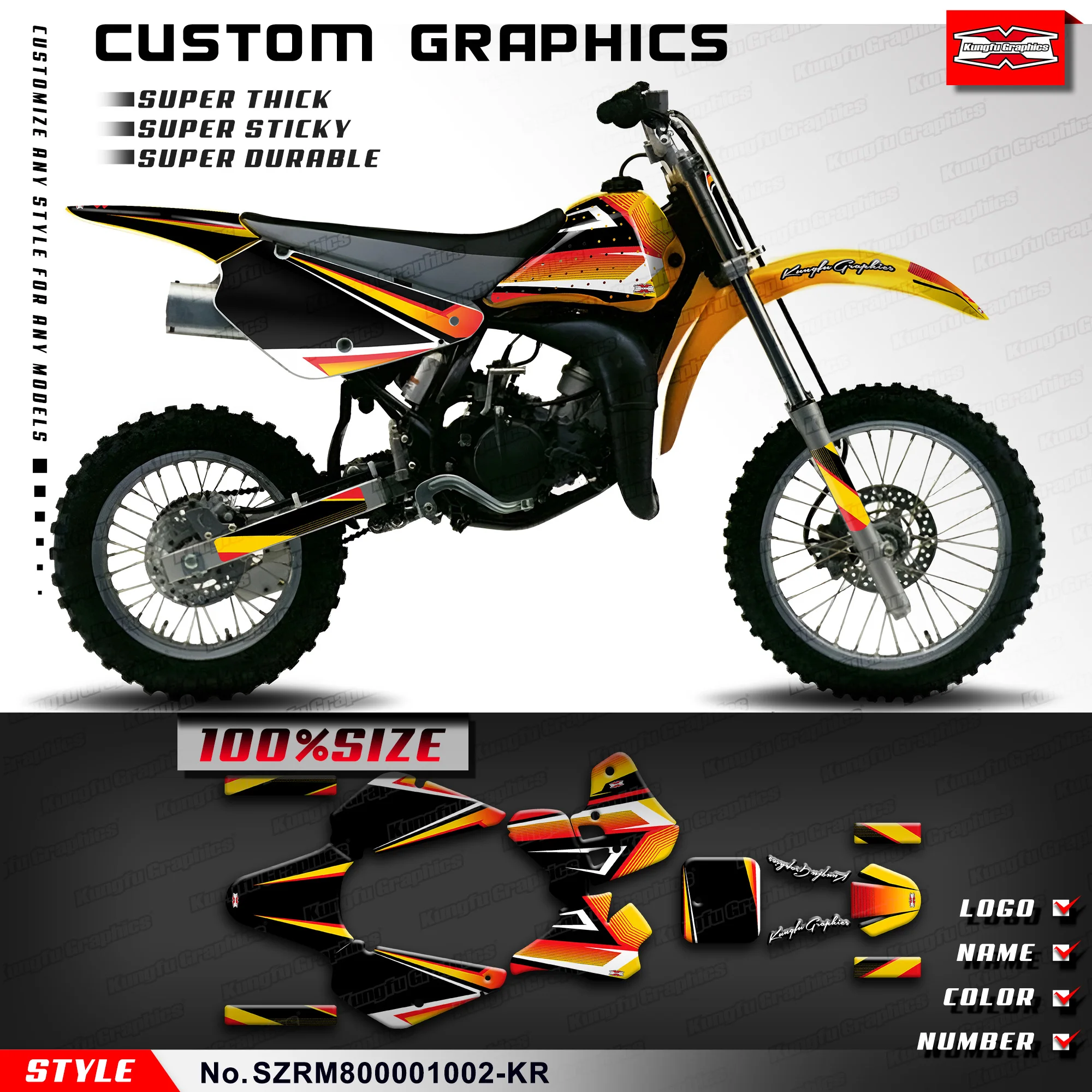 

KUNGFU GRAPHICS Motorcycle Stickers for Suzuki RM 80 RM80 2000 2001 Rebuild, Style No.SZRM800001002-KR