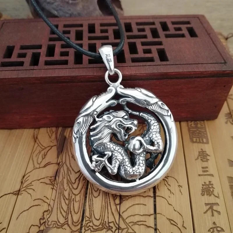 BOCAI S990 Sterling Silver Charms Pendants for Women Men New Fashion Chinese Zodiac Loong Qilin Amulet Jewelry Wholesale