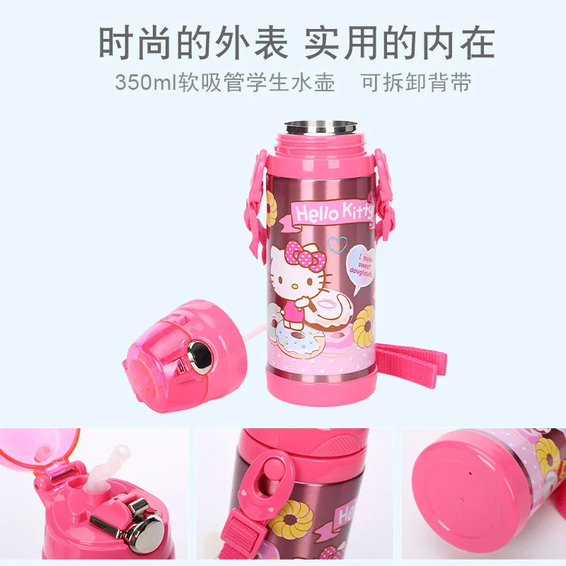 Hot Miniso 450Ml 350Ml Sus 304 Child Thermal Cup Kawaii Hello Kitty Cartoon Cute Large Capacity Student Straw Kettle Fashion Kit