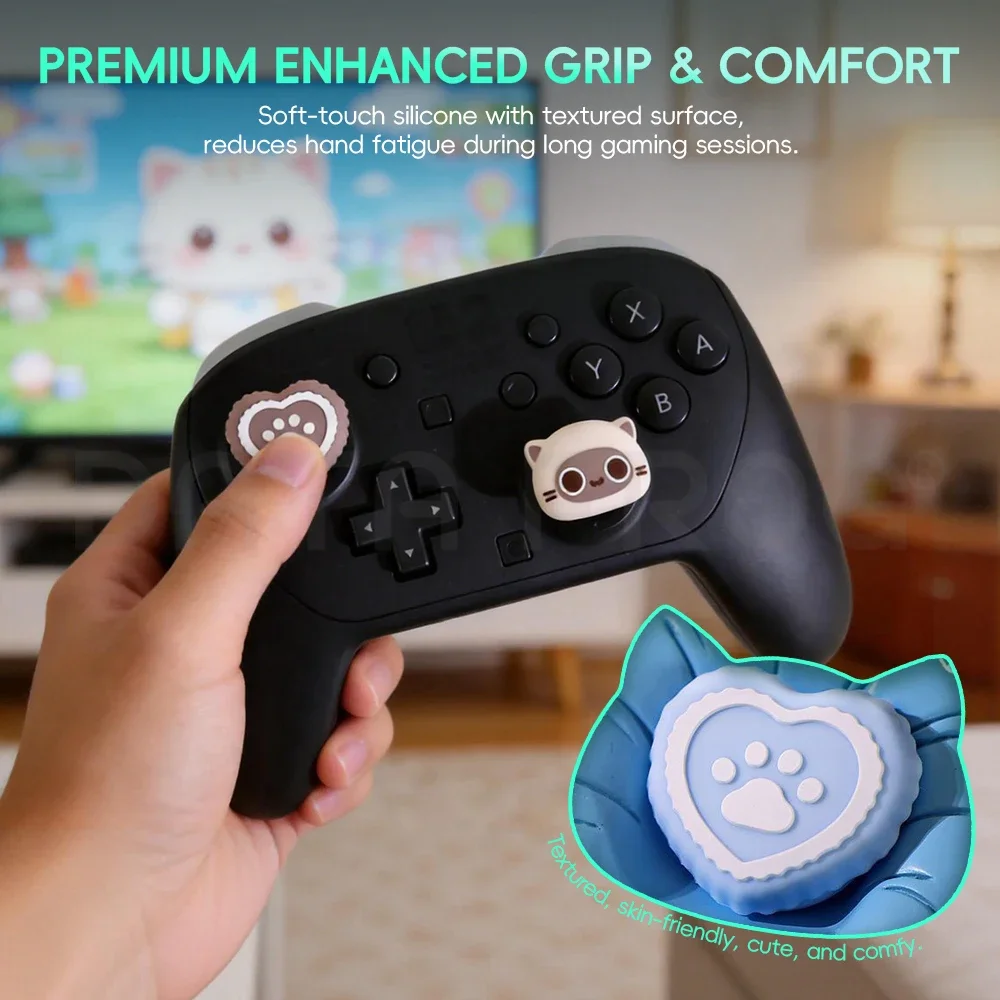 Data Frog Joystick Caps Compatible with PS5, PS4, Xbox Series X/S, Switch 2 - Silicone Thumb Grips Analog Stick Covers view 4