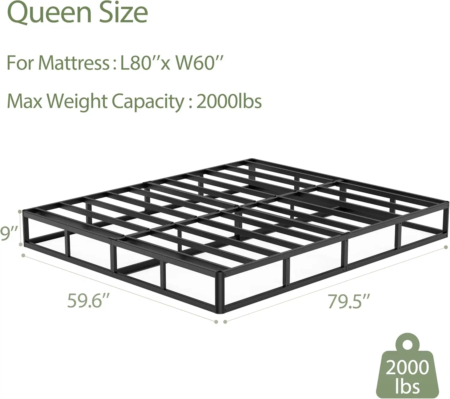 

Box Spring For Queen Bed,9 H High Profile Queen Box Spring With Fabric Cover,Strong Support Queen Box Springs For Bed,Metal