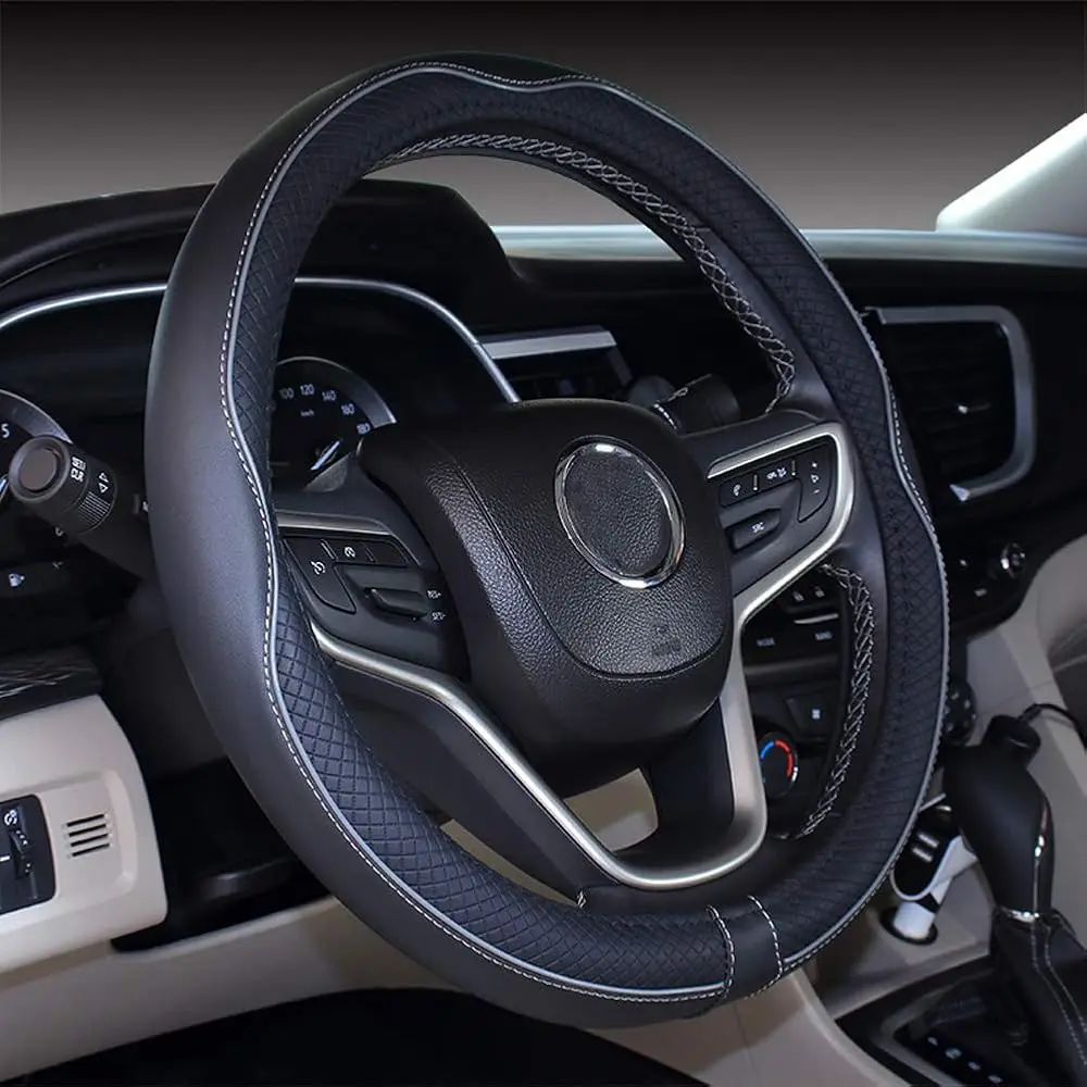 

Small Size Steering Wheel Cover Anti-Slip,Safety,Soft,Breathable,Durable,Full Surround,Comfortable Grip Microfiber Leather (