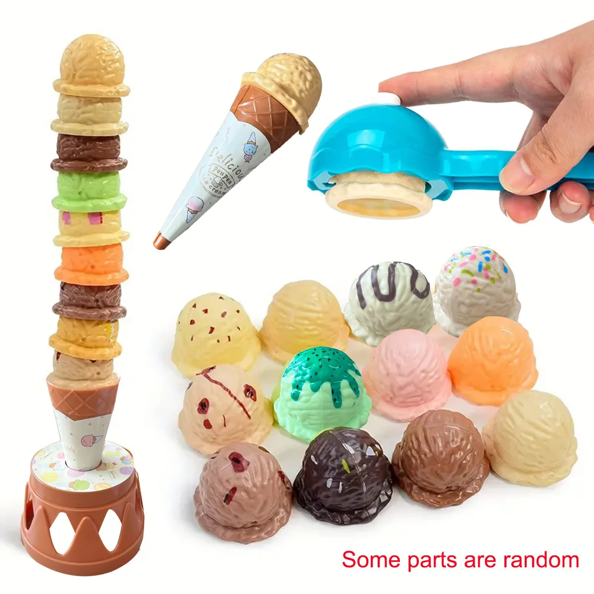 Children Simulation Food Kitchen Toy lceCream Stack Up Play Kids Pretend PlayToys Educational Toys For Baby Gifts