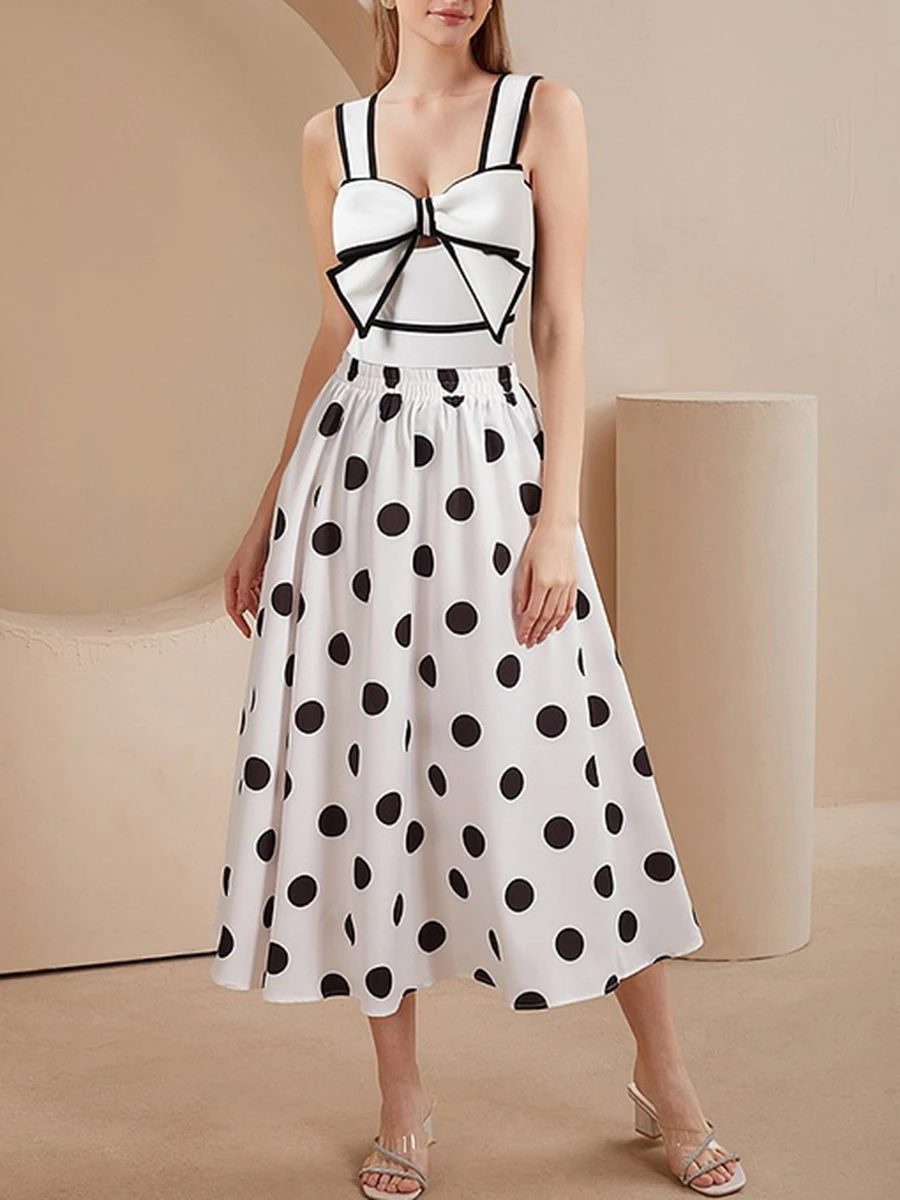 

2024 Bowknot Swimsuit Bodysuit Two Piece Long Skirt Sexy Swim Swimwear Women Bathing Suit Padded Beachwear Swimming Summer