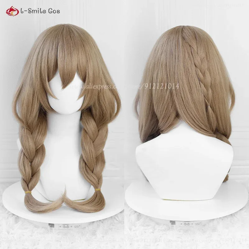 Lisa คอสเพลย์วิกผมผิวใหม่ Lisa 60 ซม.ผ้าลินินสีน้ําตาลถักวิกผมทนความร้อน Sobriquet Under Shade วิกผม + หมวกวิกผม