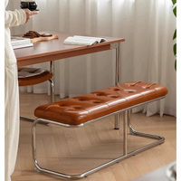 Home living room dining room long dining table long bench bed end bench French style stainless steel leg bench furniture