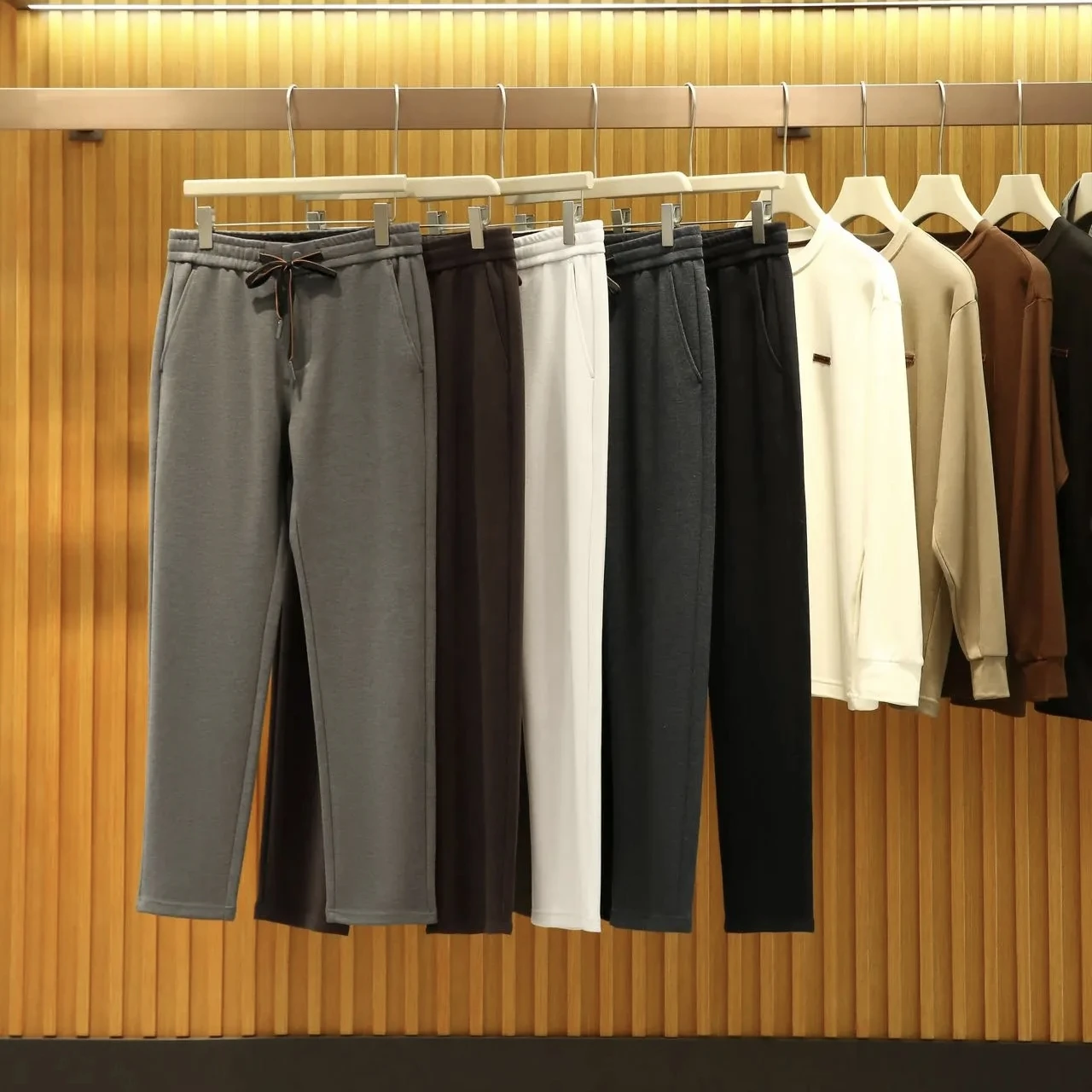 

Шерстяные повседневные брюки Thiened для мужчин, с эластичным поясом, прямые штанины, осенне-зимние, теплые, цветные