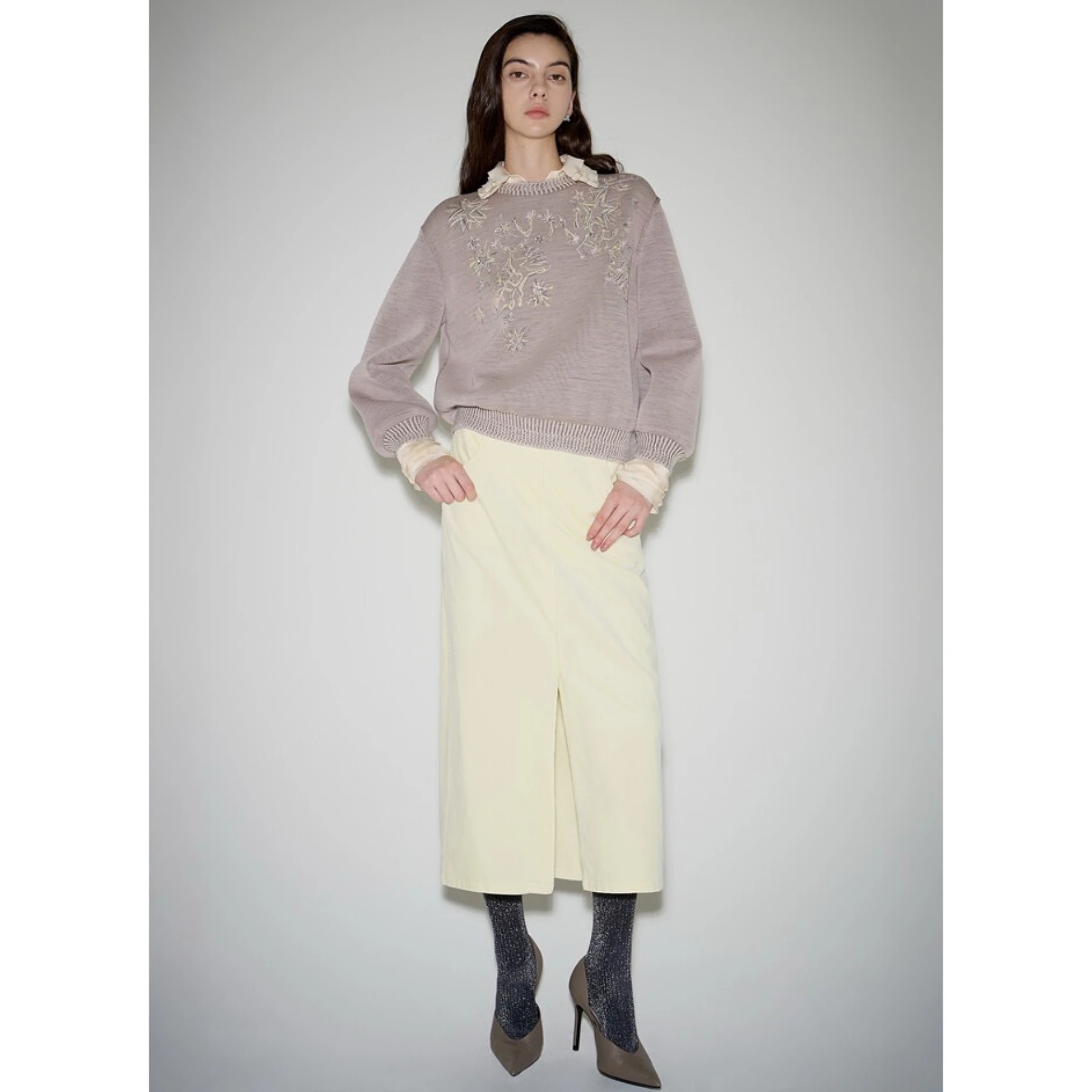 

Ele round Ne Knitted Woolen Sweatirt Versatile Slimming Lemon Cheese LAN25 Winter Faionable Streetwear Sle Top