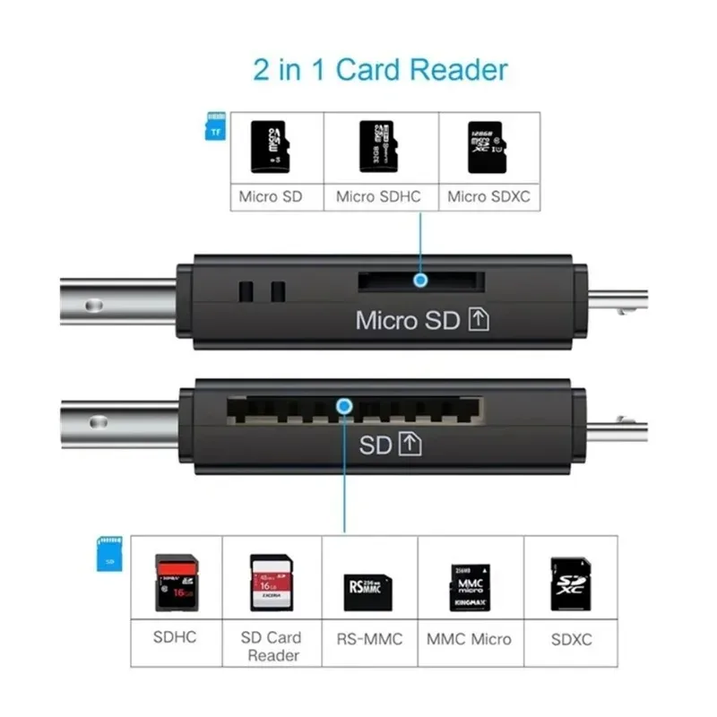 สวัสดี2 in 1เครื่องอ่านการ์ด OTG Micro SD USB 2.0เครื่องอ่านการ์ด2.0สำหรับ USB ADAPTER Micro SD แฟลชไดร์ฟสมาร์ทการ์ดความจำเครื่องอ่านการ์ด