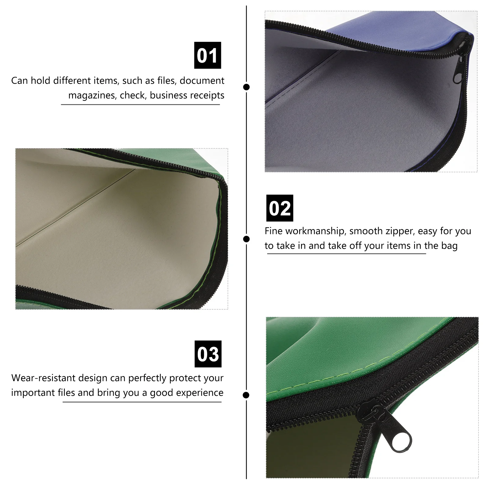 

2Pcs Document Holder Waterproof File Organizer Zipper Closure for Bills Cash Magazines Students Teachers Workers Daily