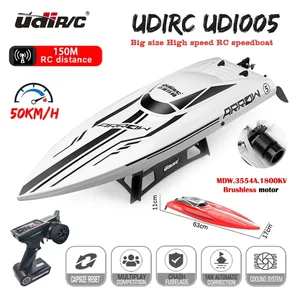 UdiRC UDI005 Perahu RC 2.4 G Hz 50 Km / Jam Kecepatan Tinggi Tahan Air Radio Kontrol Perahu Brushless RC Speedboat PVC Perahu Mainan Hadiah untuk Anak-anak 8 perahu rc brushless penjualan terbaik - №