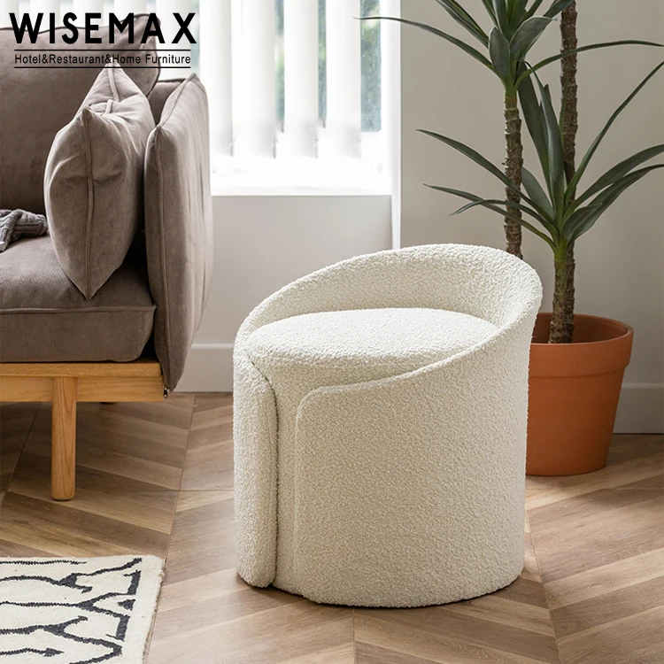 WISEMAX FURNITURE Factory Modern Stool Upholstered Fabric Wood Frame Ottoman With Low Backrest For Home