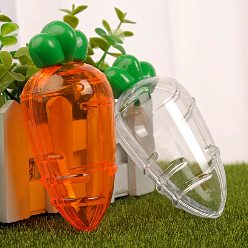 5Pcs Transparent Easter Plastic Carrots Creative Easter Gift Box Decorations for Home Birthday Baby Shower Candy Boxes