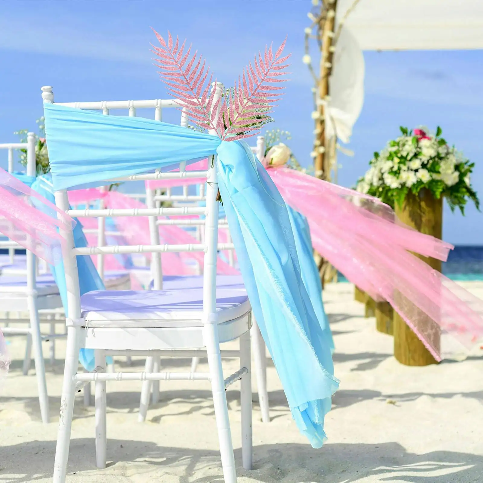 

5Pcs Glittered Artificial Leaves Decorative Hanging Supplies 40cm Wedding Home Festive Christmas Wreath Arrangement