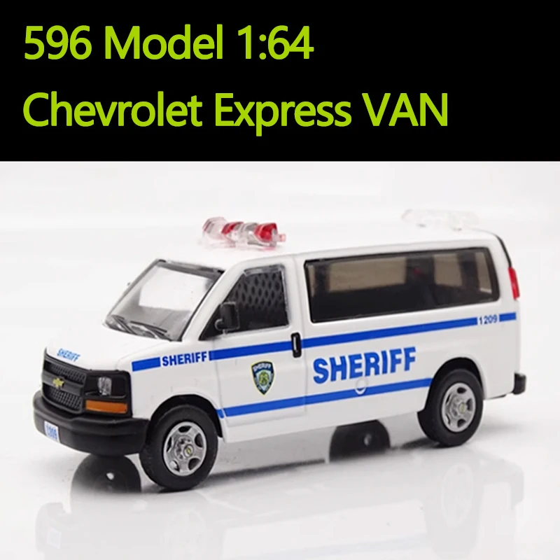596 Modello 1/64 Bilancia Chevrolet's Express VAN Collezione di modelli di auto in lega Display Ornamento Giocattolo regalo