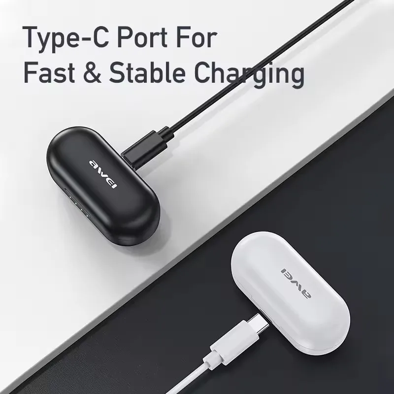 Awei T13 Pro Bluetooth 5.3 Kopfhörer Drahtlose Bluetooth Headset In-Ear TWS Ohrhörer Mit Mikrofon HiFi Bass Stereo Gaming Kopfhörer