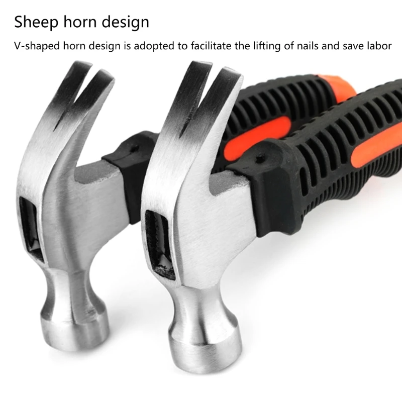 ipiip Household Mini Claw Hammer High Carbon Steel Small Hammer Nails Mini Rubber-coated Small Hammer Tool for Home