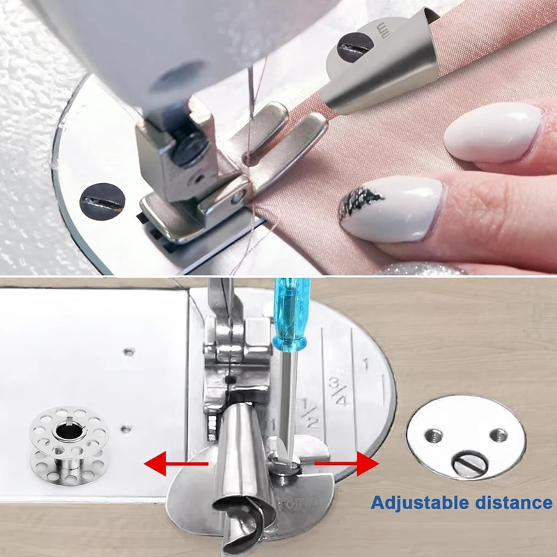 Upgraded Universal Sewing Rolled Hemmer Foot Set 8 Sizes Rolled Hem Presser Foot (3-10Mm) Wide Rolled Hem Foot, Fine Workmanship