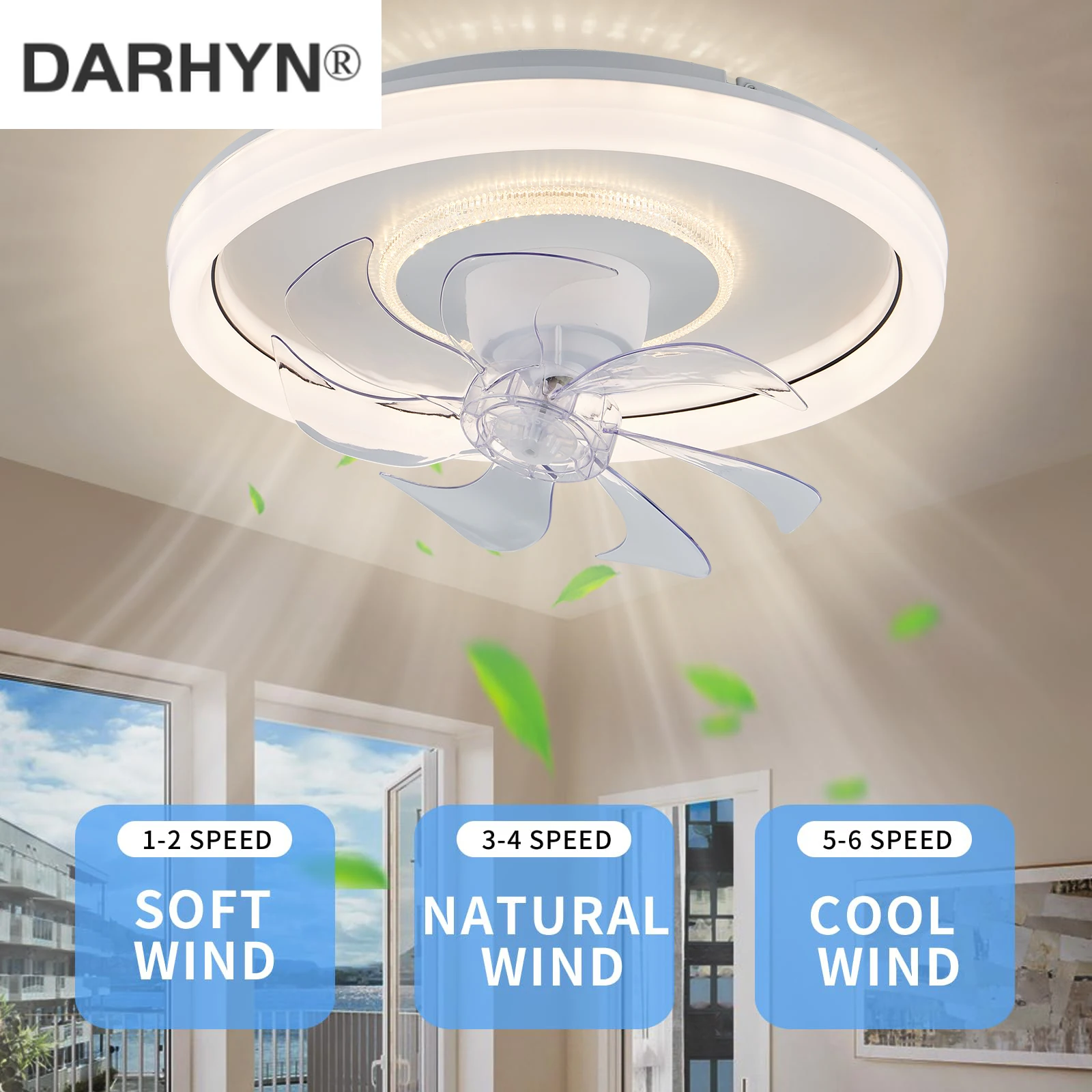 Ceiling Fans With Led ceiling Light And Remote Control 360 ° Rotation Cooling Electric fan Lamp Chandelier For Room Home Decor