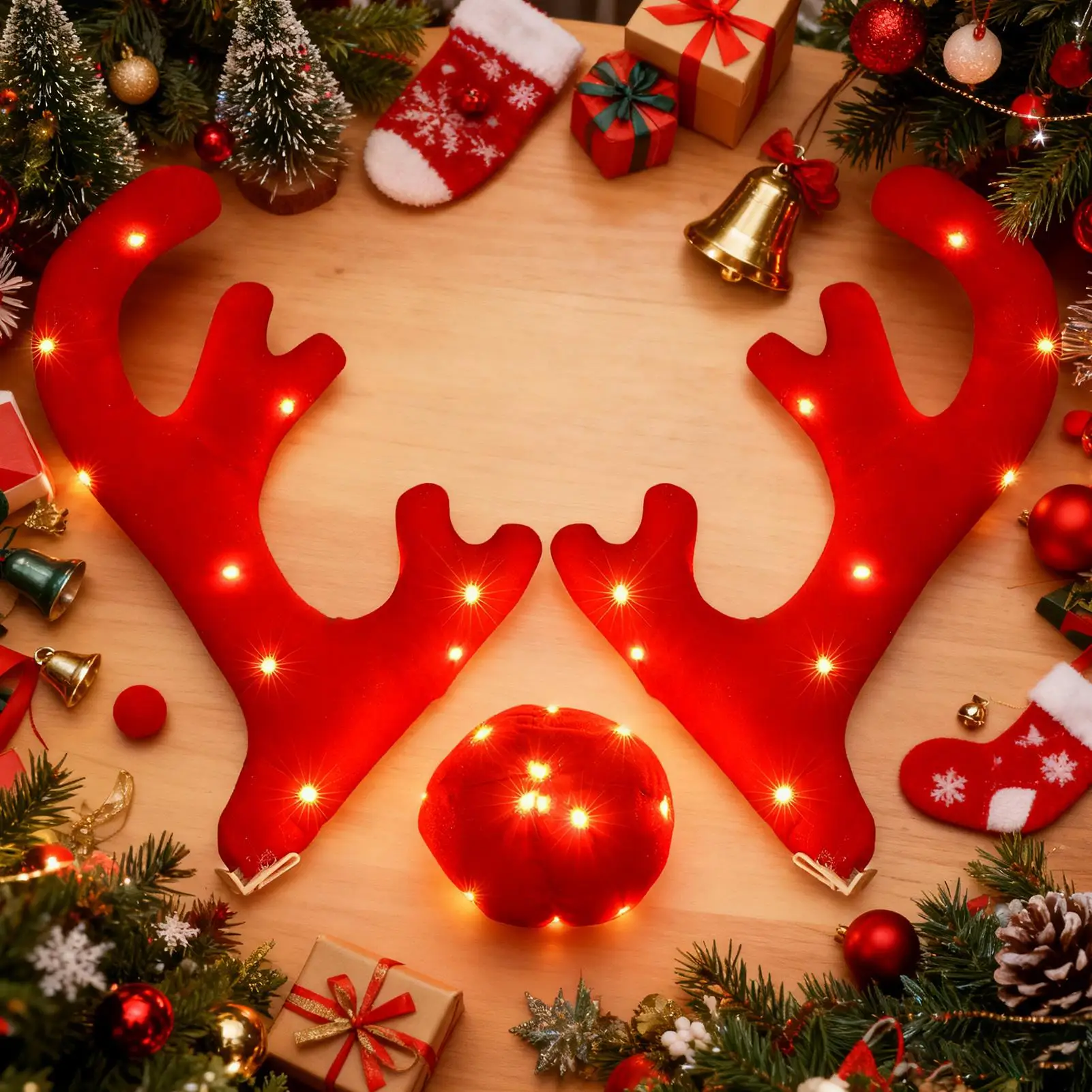 Reindeer Antlers For Cars Cute Auto Exterior Light Up Antler Set Roofs Tops Reindeer Decoration For Van SUV Shopping Mall Window view 2