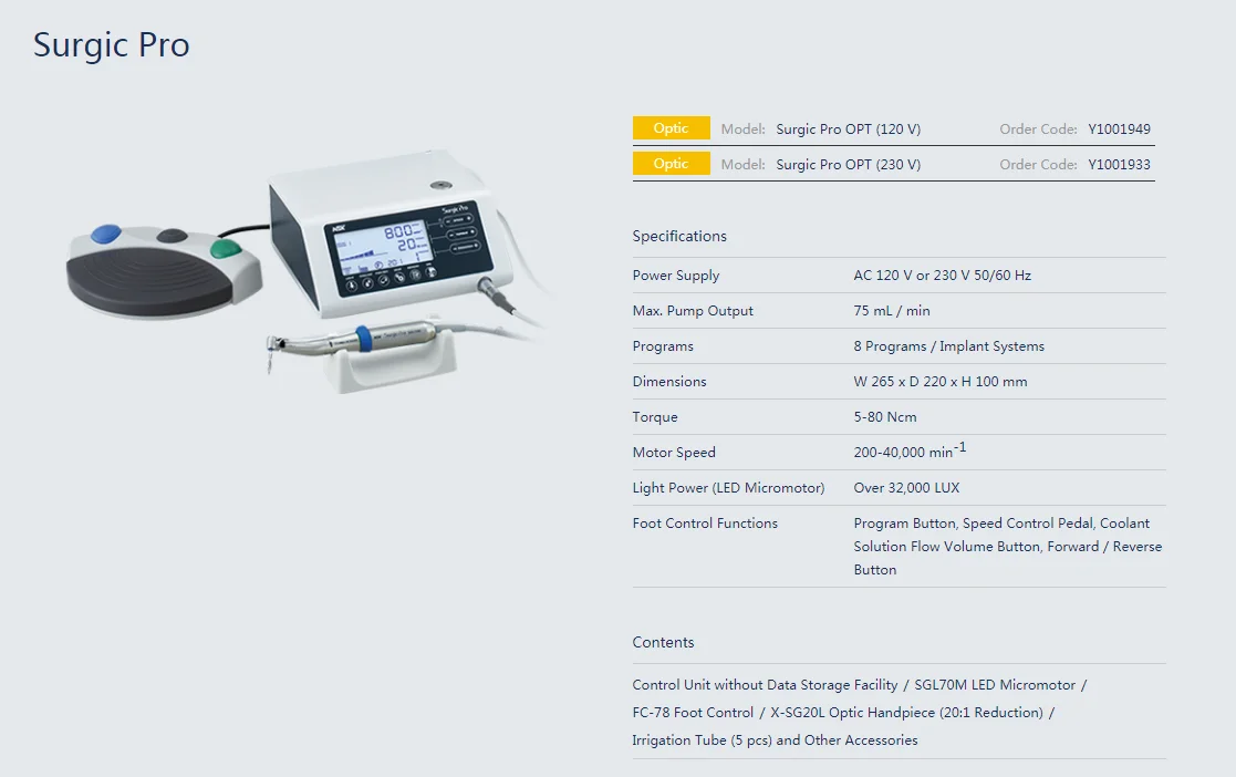 Den tal imp lant Motor System Dentist Surgical System With LED 20:1 Handpiece