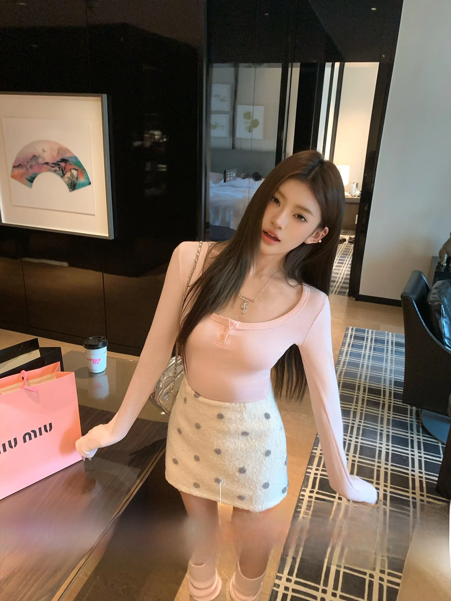 

Модная женская юбка-карандаш в горошек с завышенной талией в корейском ретро-стиле, повседневная, из полиэстера, А-силуэт, средней длины