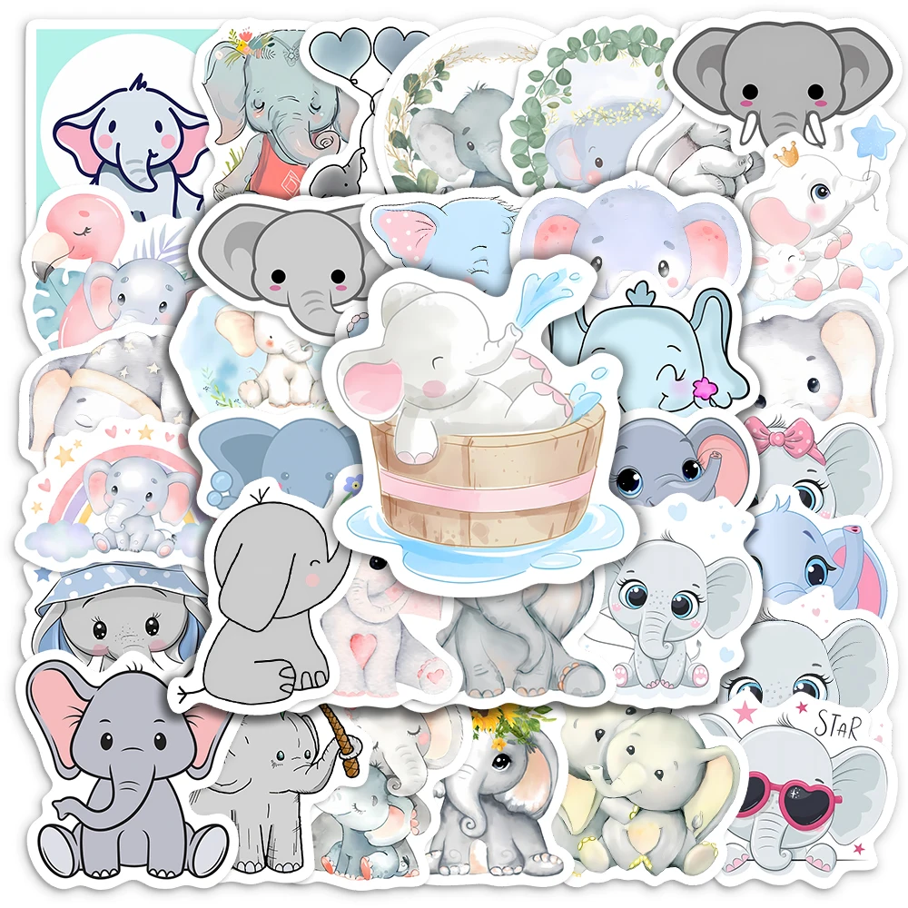 Cute Cartoon Elephant Stickers Sweet DIY Kids Toys Gift Decorative Decal for Scrapbook Laptop Phone Luggage Bottles Waterproof