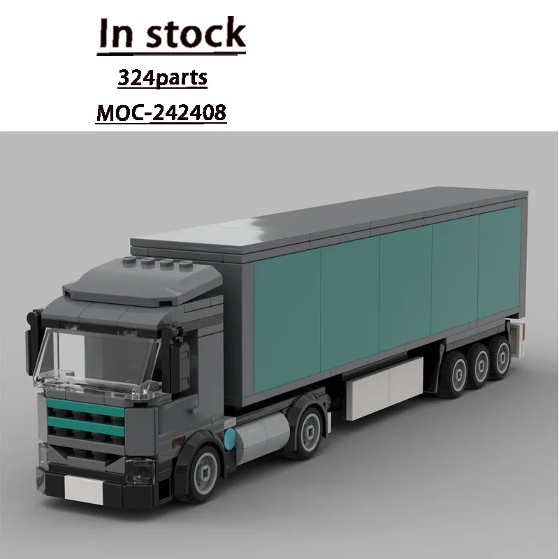 

MOC-242408 Классическая новая модель строительного блока с грузовым контейнером и прицепом, 324 деталей, игрушка в подарок на день рождения для мальчиков и детей