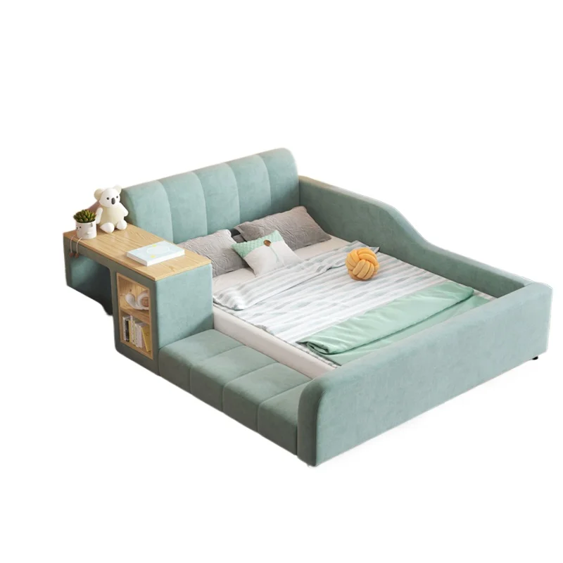 

Modern children's bed with practical guardrail and soft leather interior children's bedroom set