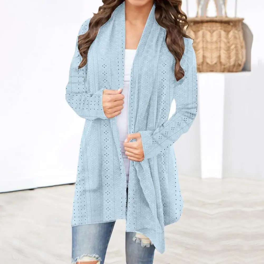 2025 Spring And Autumn Women Jacket Solid Color Irregular Cardigan Long Sleeved Women's Jacket Casual Versatile Jacquard Jacket