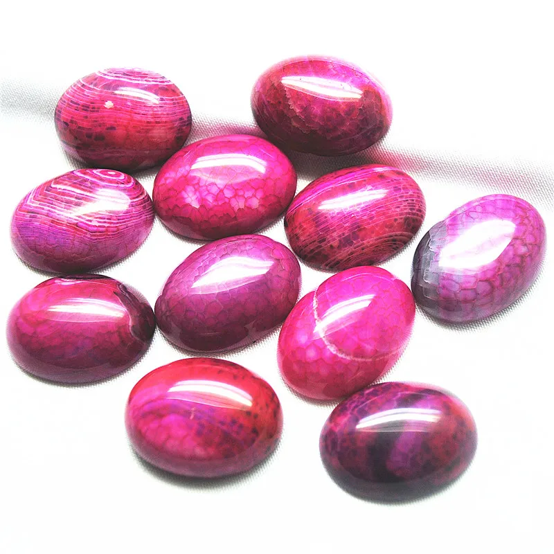 6PCS Red Crack Agate Stone Cabochons Oal Shape Size 18X25MM DIY FASHION JEWELRY ACCESSORIES