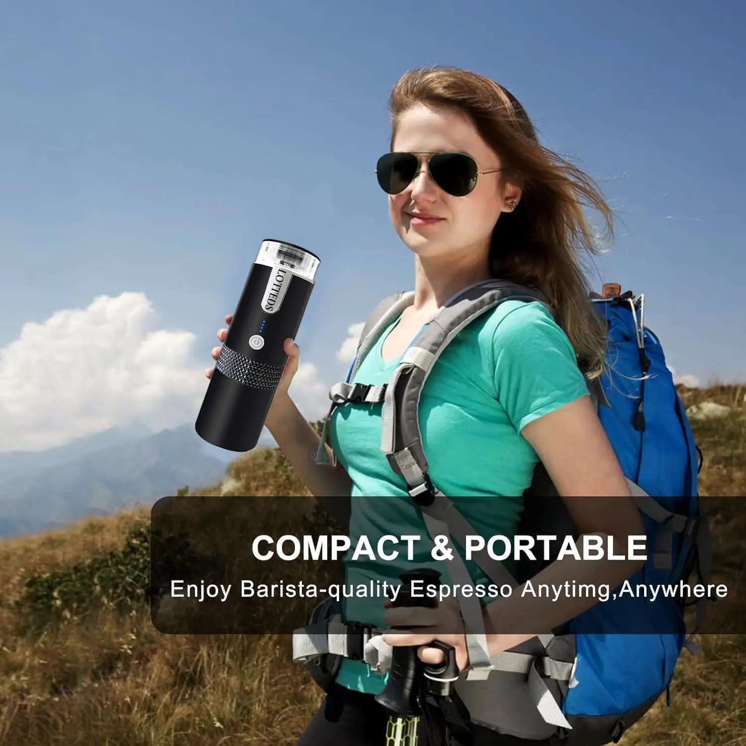 ماكينة صنع القهوة الأمريكية المحمولة، ماكينة صنع القهوة الكهربائية للسفر غير قابلة للتدفئة متوافقة مع كبسولات كوب K والقهوة المطحونة مع U