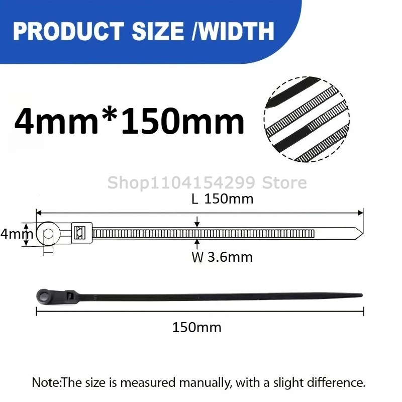 100-1000PCS Screw Hole Cable Ties Nylon Cable Ties Reusable Fixed Self-locking Cord Ties Straps Fastening Loop Office Organizer