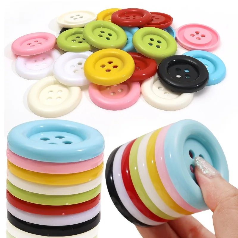 5-100pcs Colourful Super Big Buttons 5cm Great Circle Edge 4 Hole Large Plastic Buttons for Needlework DIY Sewing Accessories