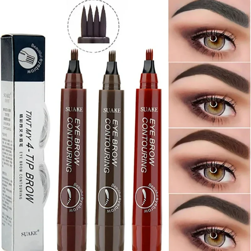 Eyebloggpen-Stylo de tatouage liquide imperméable, stylo de microblading, stylo de tatouage longue durée, cosmétiques, 4 points, 5 couleurs