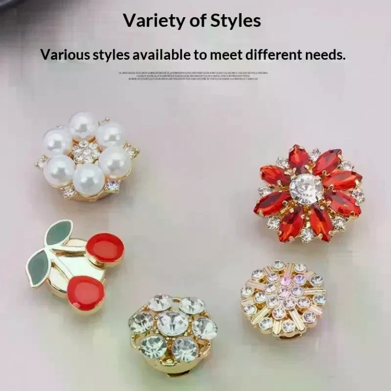 Crystal Pearl Button Covers Detachable Clip-On Shirt Coat Decorative Buttons Sewing Button For DIY Blouses Clothing Women Men