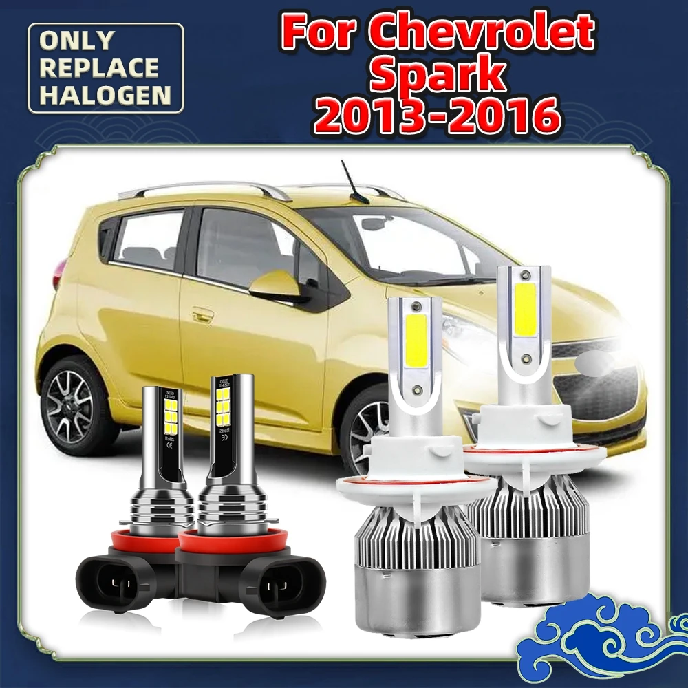 Luzes de nevoeiro LED do carro e lâmpadas do farol, farol de condução automática, lâmpadas para veículos, Chevrolet Spark 2013, 2014, 2015, 2016, 6000K, 12V