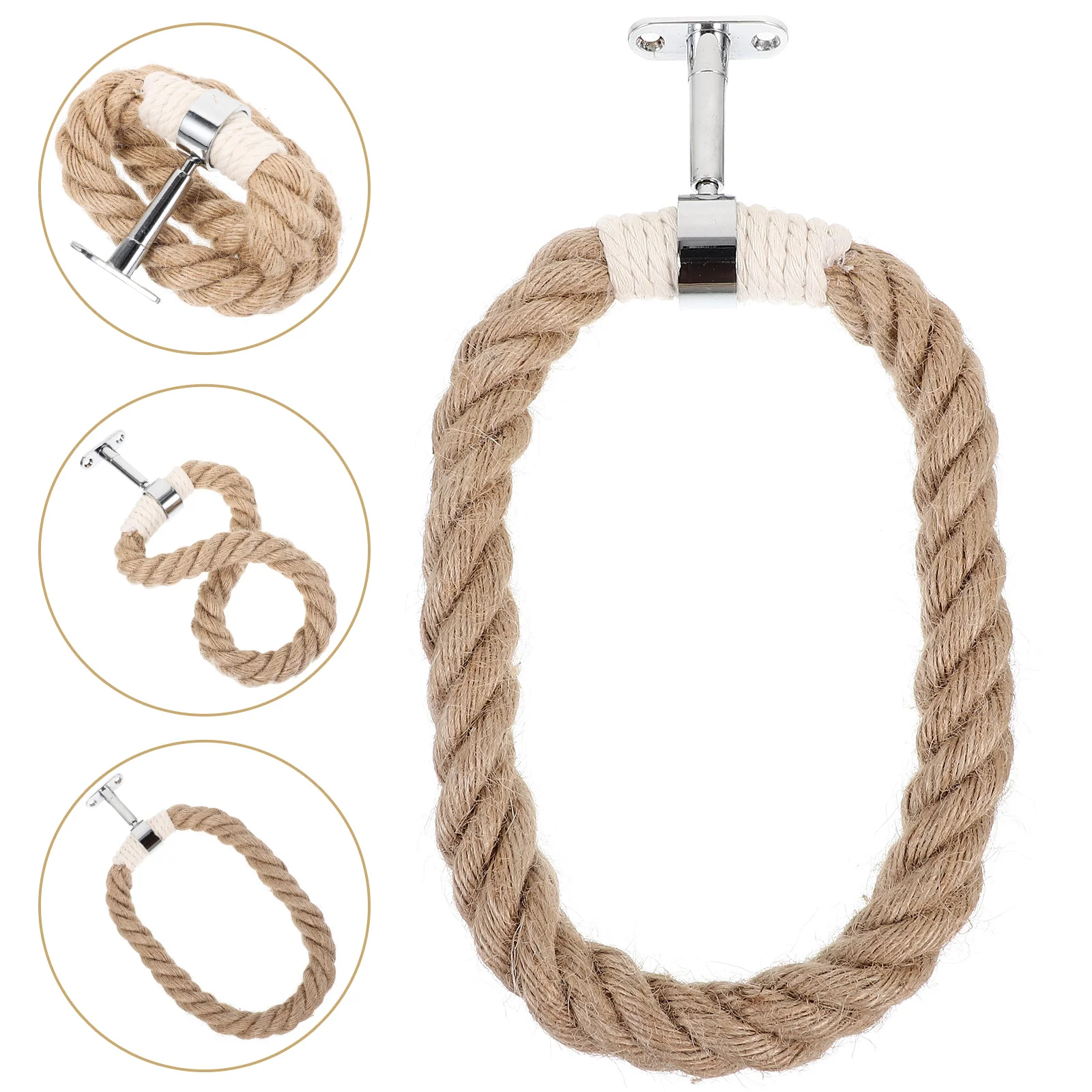 Bohemian Style Towel Rack Premium Iron Hemp Rope Wall Mount Bathroom Decorative Towel Holder Woven Storage Rack For Kitchen