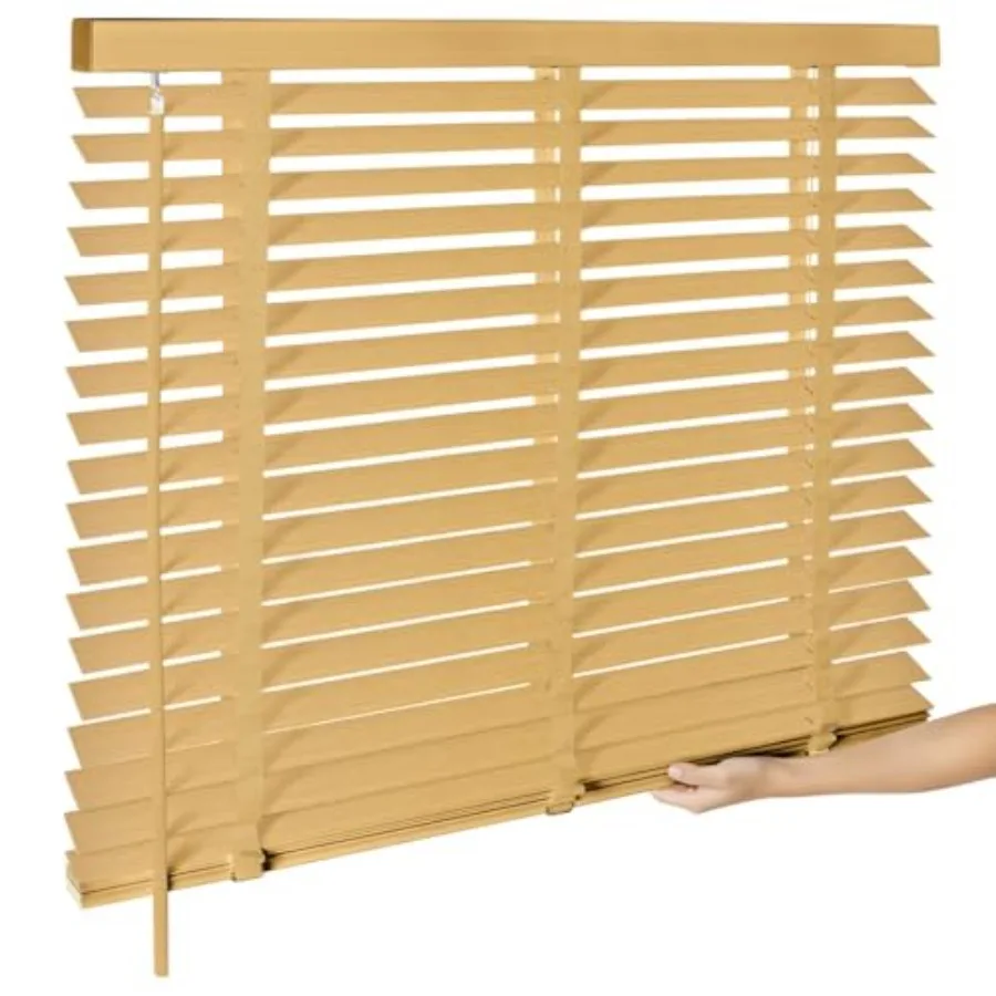 

Беспроводные деревянные жалюзи 2 дюйма для окон внутри помещений - Горизонтальные жалюзи для окон, простые в установке, с защитой от посторонних глаз для спальни и гостиной