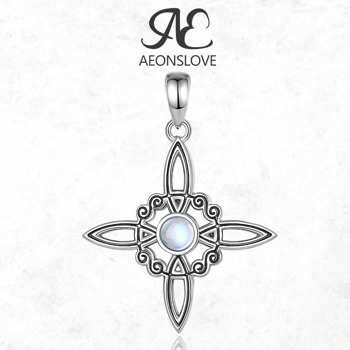 AEONSLOVE Original 925 Sterling Silver Witches Knot Necklace Moonstone Celtic Amulet Pendant Wicca Pagan Jewelry Gift for Women