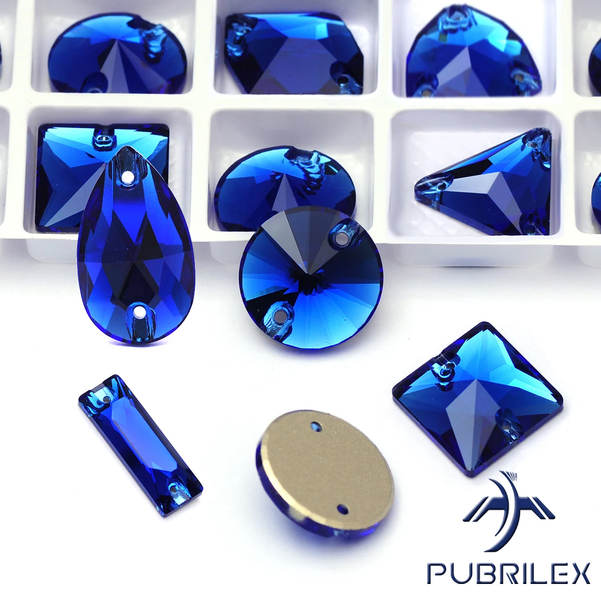 PUBRILEX Saphirkristall-Formen Flache Strasssteine zum Aufnähen Glassteine zum Nähen für Kleider, Kleidungsstücke und Taschen – Detail 6