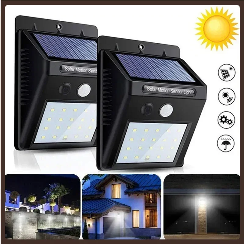 LED Solar Motion Sensor Wall Light 1/2/4PCS Outdoor Solar Powered Lights For Yard Garden Fence Garage Waterproof Street Lamp