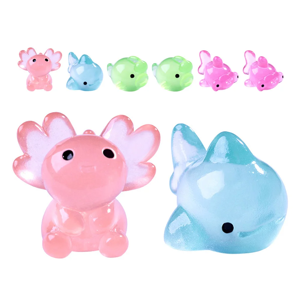 

8pcs Glow In The Dark Mini Resin Sea Animals Creative Shark Bottle For Micro Landscape Diy Terrarium Accessories Ocean Theme