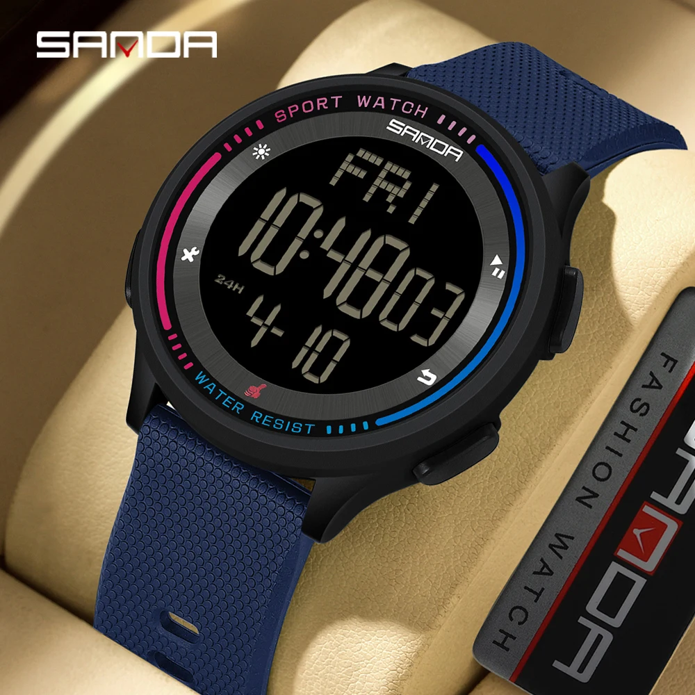 SANDA 6158 Clock Trendy Waterproof Sports Mens Wristwatches Children Digital Movement Teenager Students Watch Stopwatch Kids