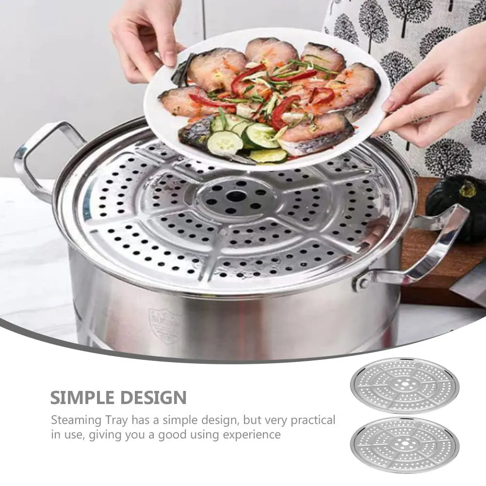 

2Pcs Stainless Steel Steaming Tray Reusable Heat-Resistant Cooling Rack for Rice Cooker Steam Pot Multi-Function Kitchen