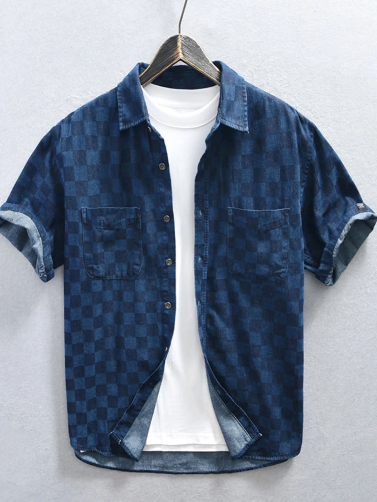 

Men's Cheered Denim ort Sve irt Summer Loose Fit Regular Thin Casual Sle Blue Jeans irt for Men