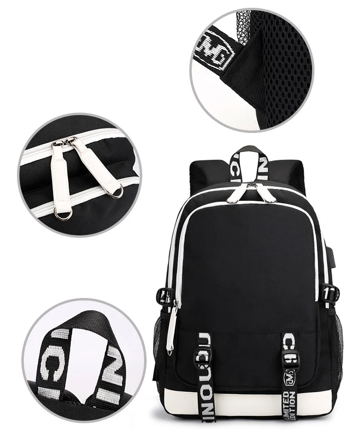 Рюкзак с принтом аниме Rengoku Kyoujurou, подростковая мода, уличный уличный USB-рюкзак, большой вместительный рюкзак, школьные сумки