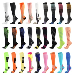 Chaussettes de compression élastiques pour hommes et femmes, chaussettes de sport pour la course, le football, le cyclisme, le vol, les varices, les instituts de grossesse, le fitness